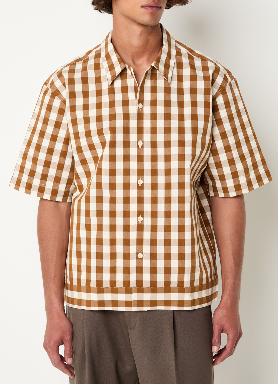 NN.07 Regular fit overhemd met ruitdessin - detail 4 bruin