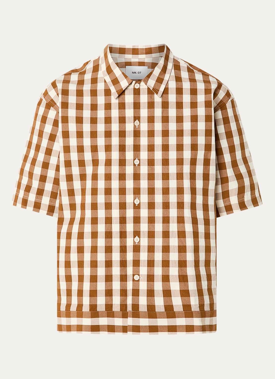 NN.07 Regular fit overhemd met ruitdessin - voorkant 2 bruin