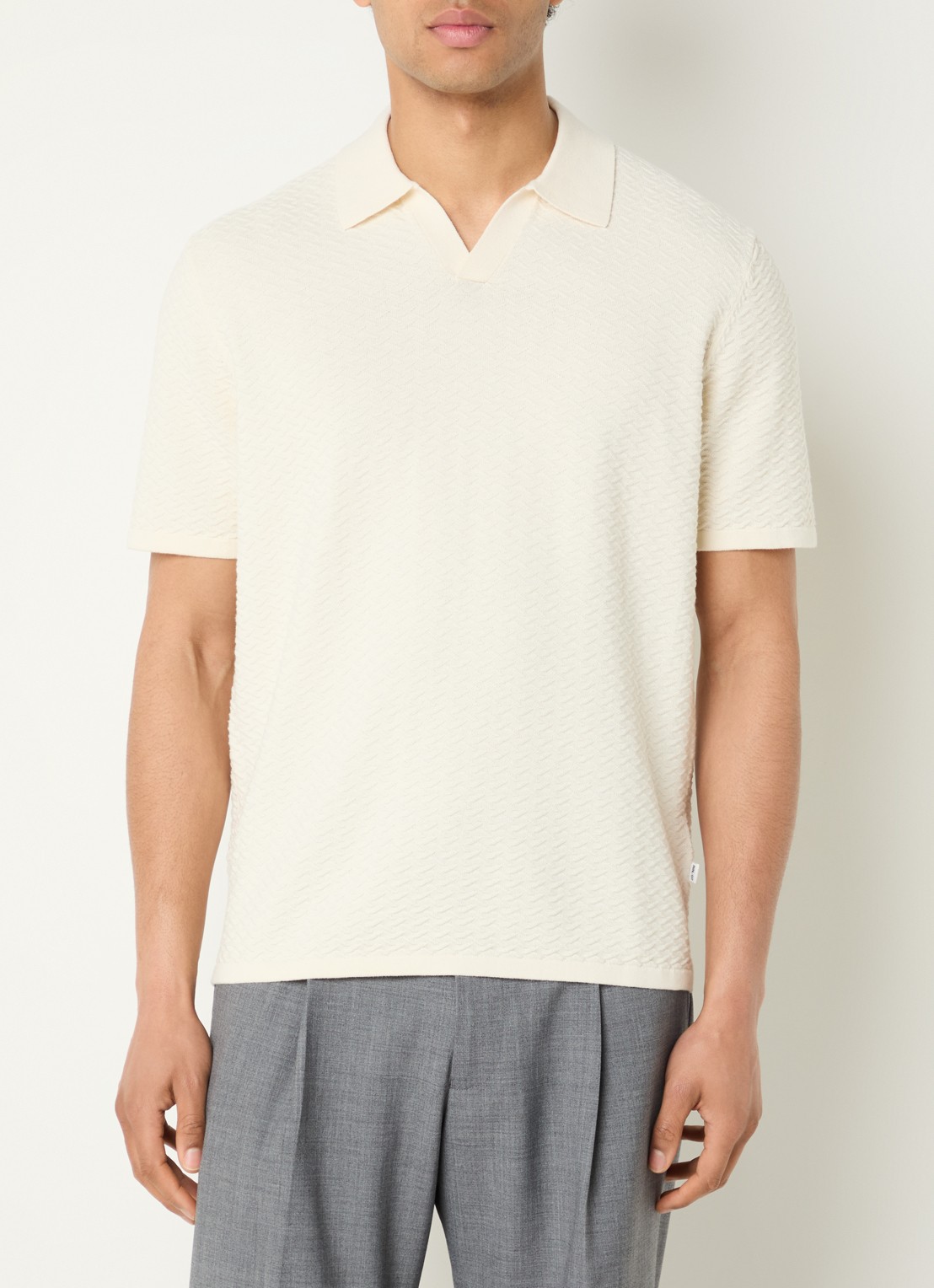 NN.07 Regular fit polo met structuur - detail 3 ivoor