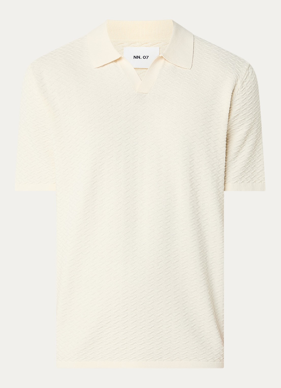 NN.07 Regular fit polo met structuur - voorkant ivoor