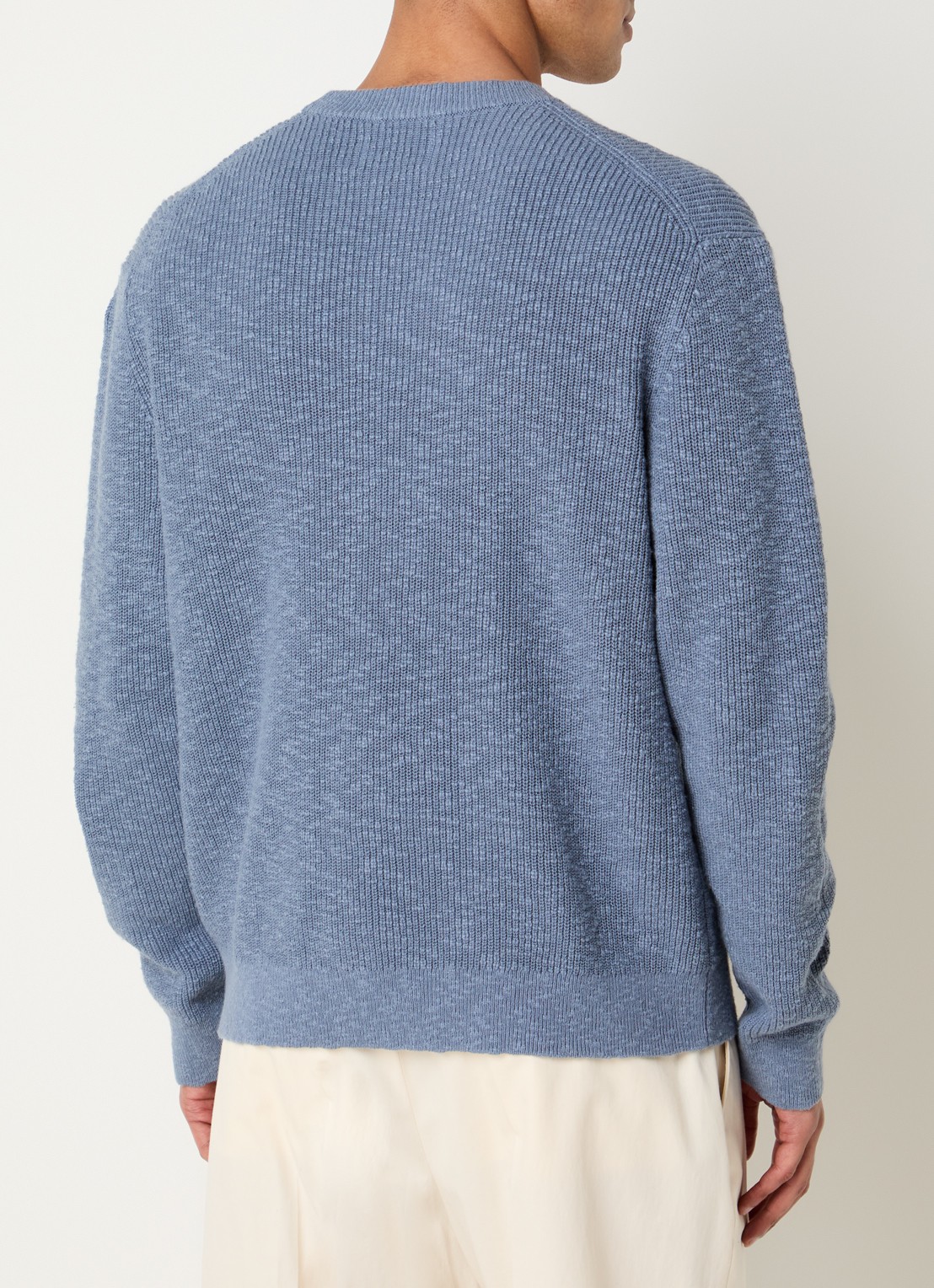 NN.07 Russel Crew ribgebreide trui met ronde hals - achterkant staalblauw