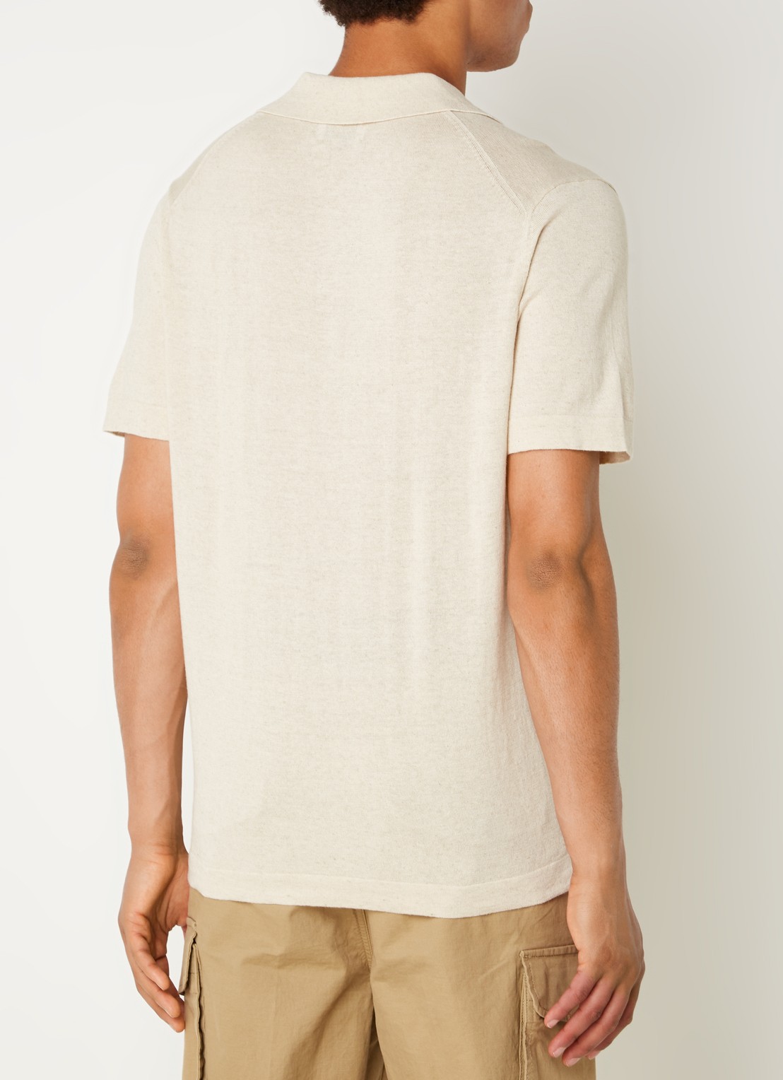 NN.07 Ryan regular fit polo in linnenblend - achterkant 3 donkerbeige