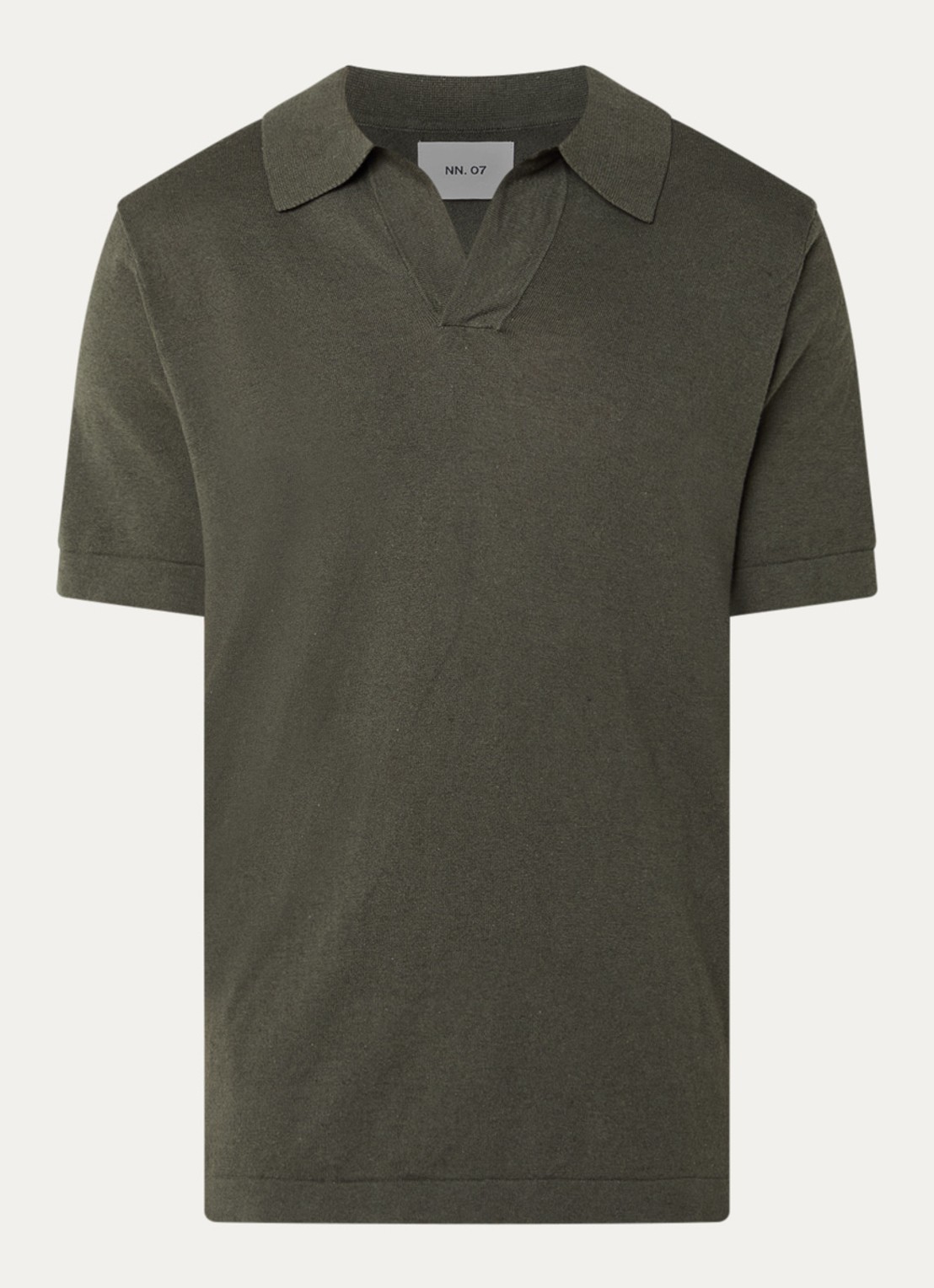 NN.07 Ryan regular fit polo in linnenblend - voorkant groen