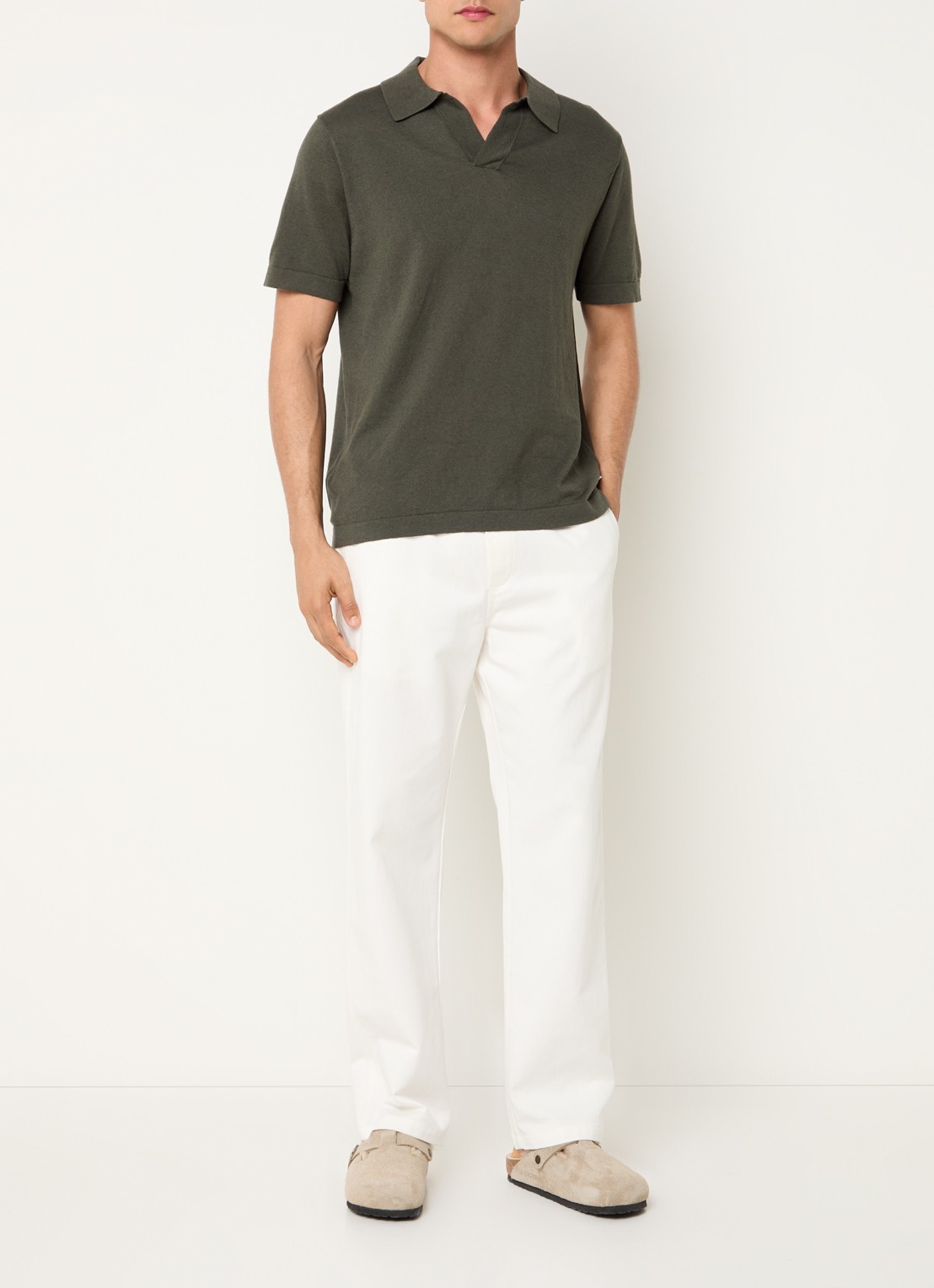 NN.07 Ryan regular fit polo in linnenblend - voorkant 2 groen