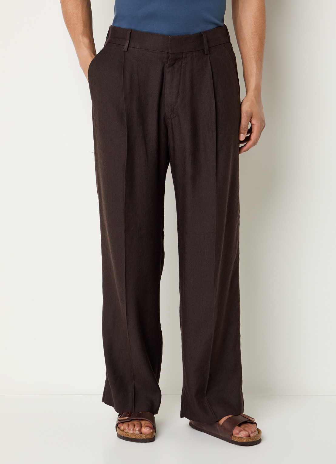 NN.07 Straight fit pantalon met steekzakken - detail 4 donkerbruin