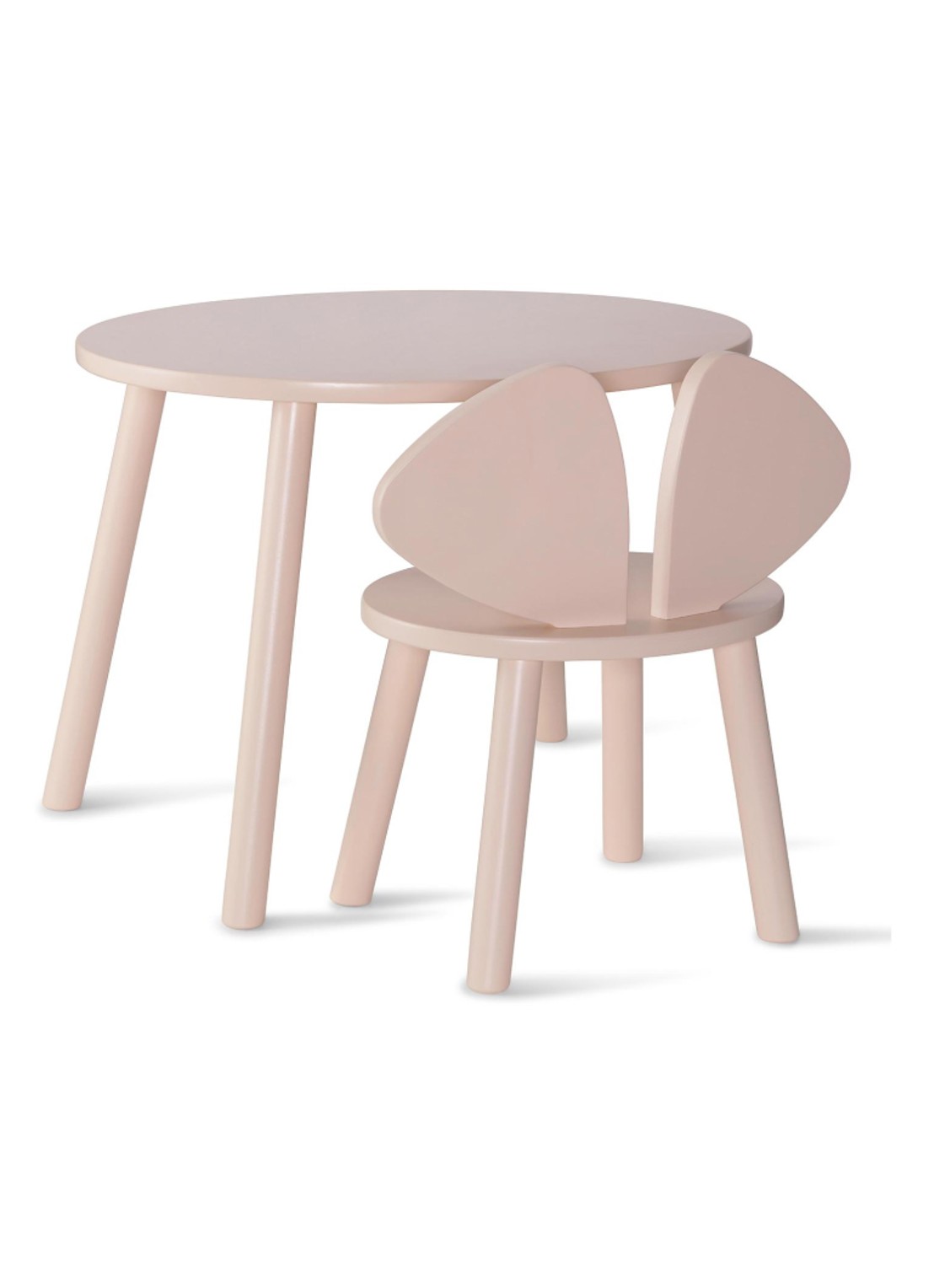 Nofred Mouse kinderstoel + kindertafel set  - voorkant lichtroze