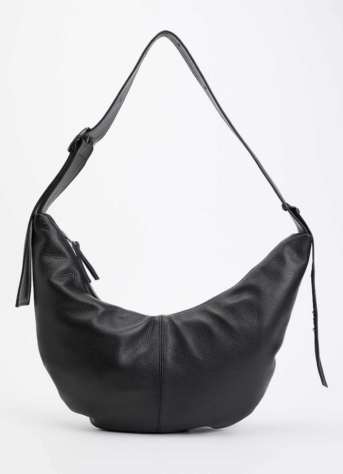 Nona Banana XL crossbodytas van leer met verstelbare schouderriem - voorkant 5 zwart