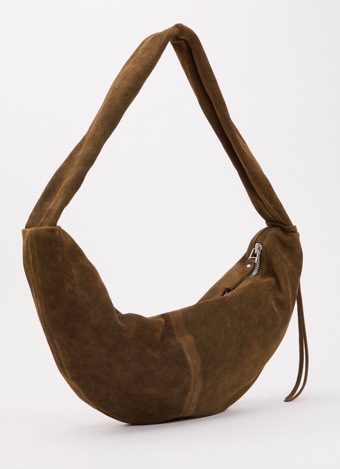 Nona Banana XL crossbodytas van suède  - achterkant 5 donkerbruin