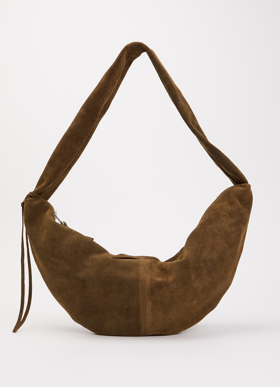 Nona Banana XL crossbodytas van suède  - voorkant 4 donkerbruin