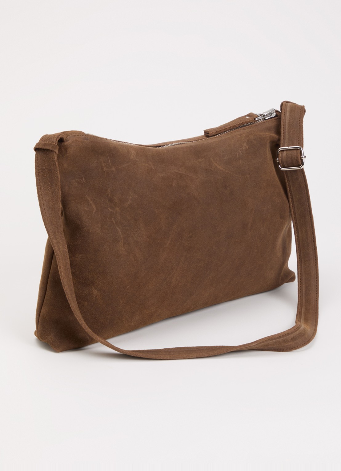 Nona Crossbodytas van suéde  - achterkant bruin