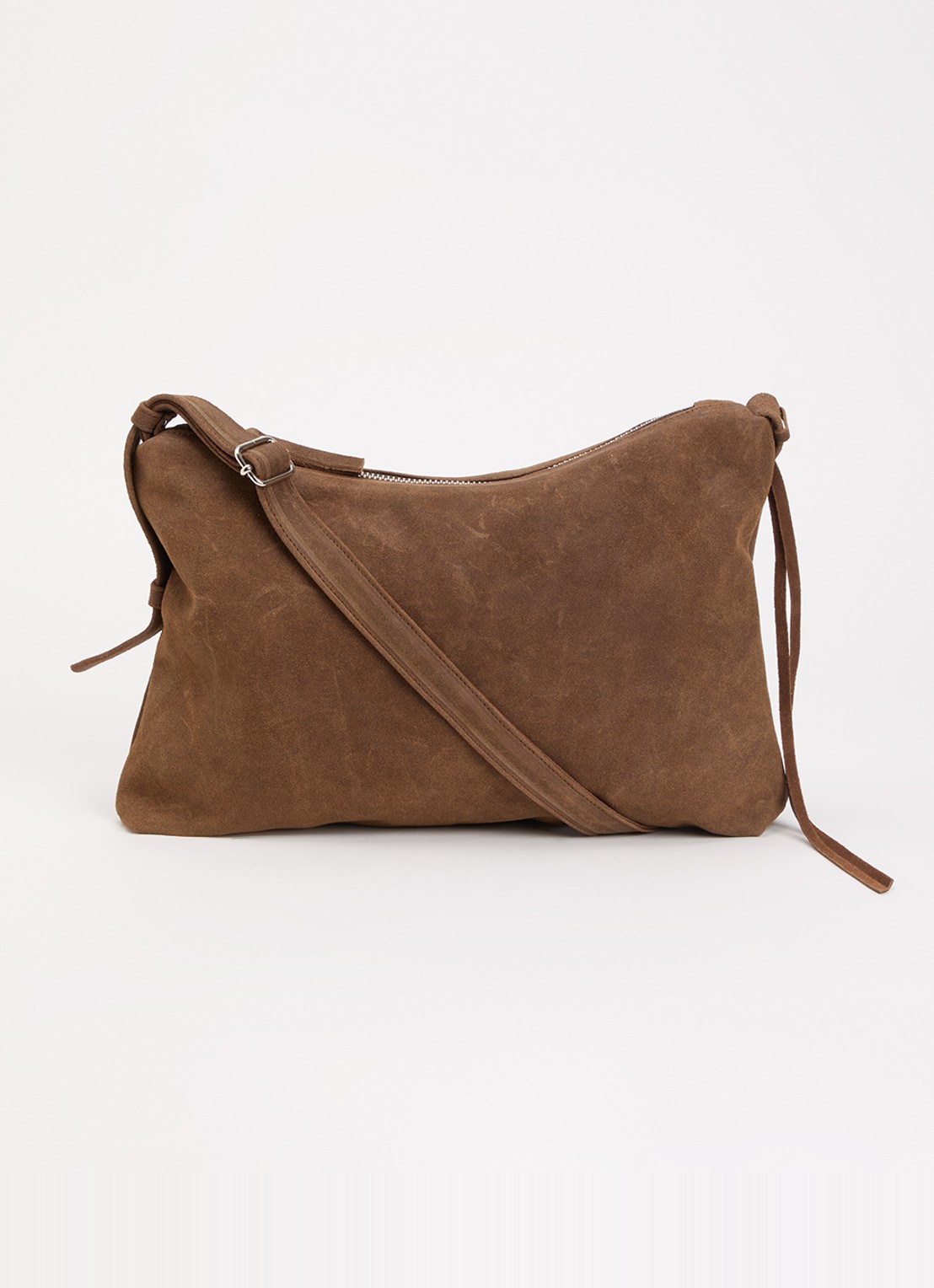 Nona Crossbodytas van suéde  - voorkant 4 bruin