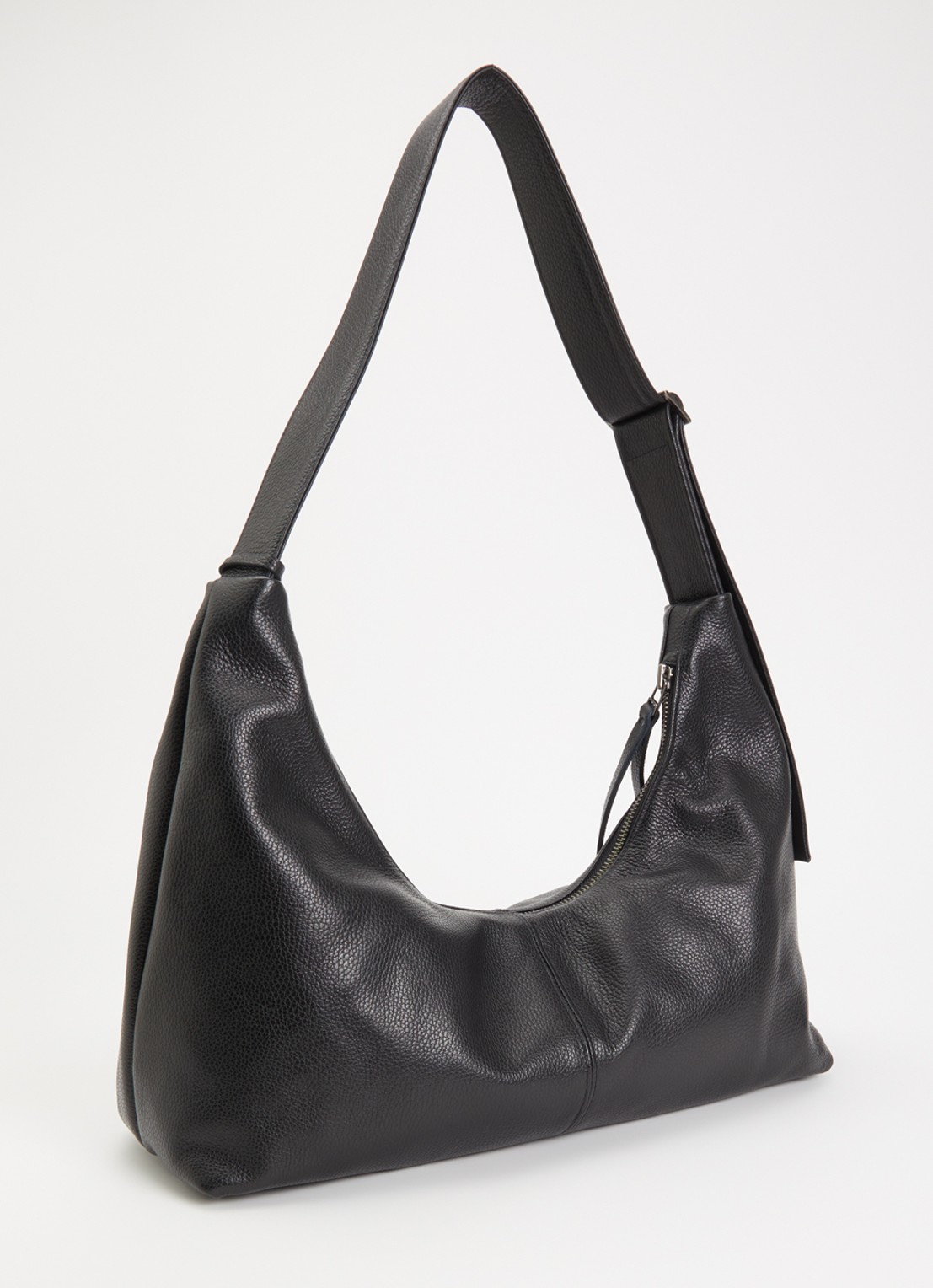Nona Large Slouchy crossbodytas van leer - achterkant 2 zwart