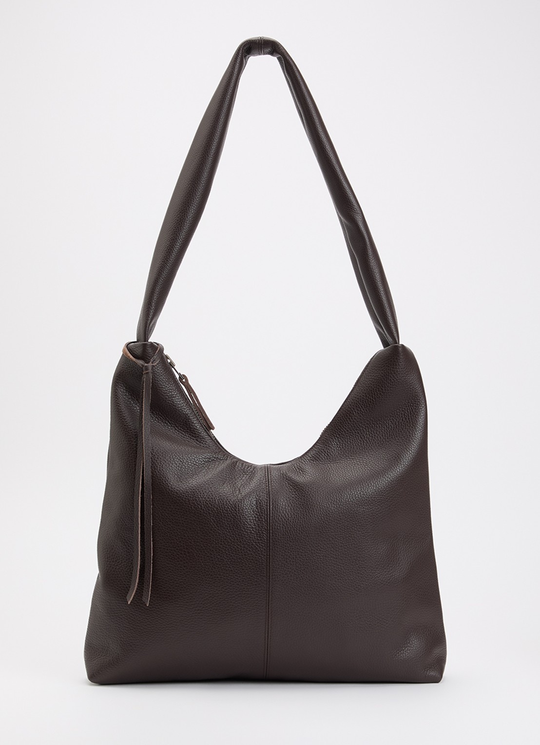 Nona M crossbodytas van leer - voorkant donkerbruin