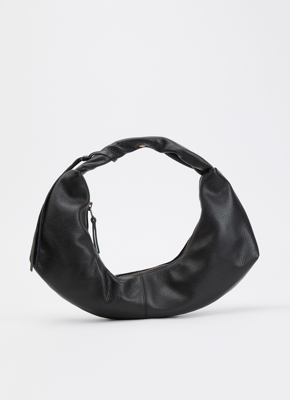 Nona Slouchy schoudertas van leer - voorkant 2 zwart