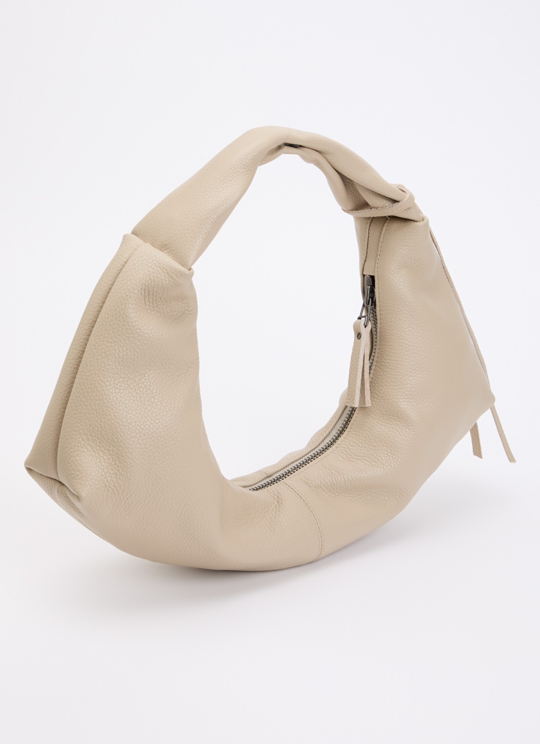 Nona Slouchy schoudertas van leer - achterkant 4 beige