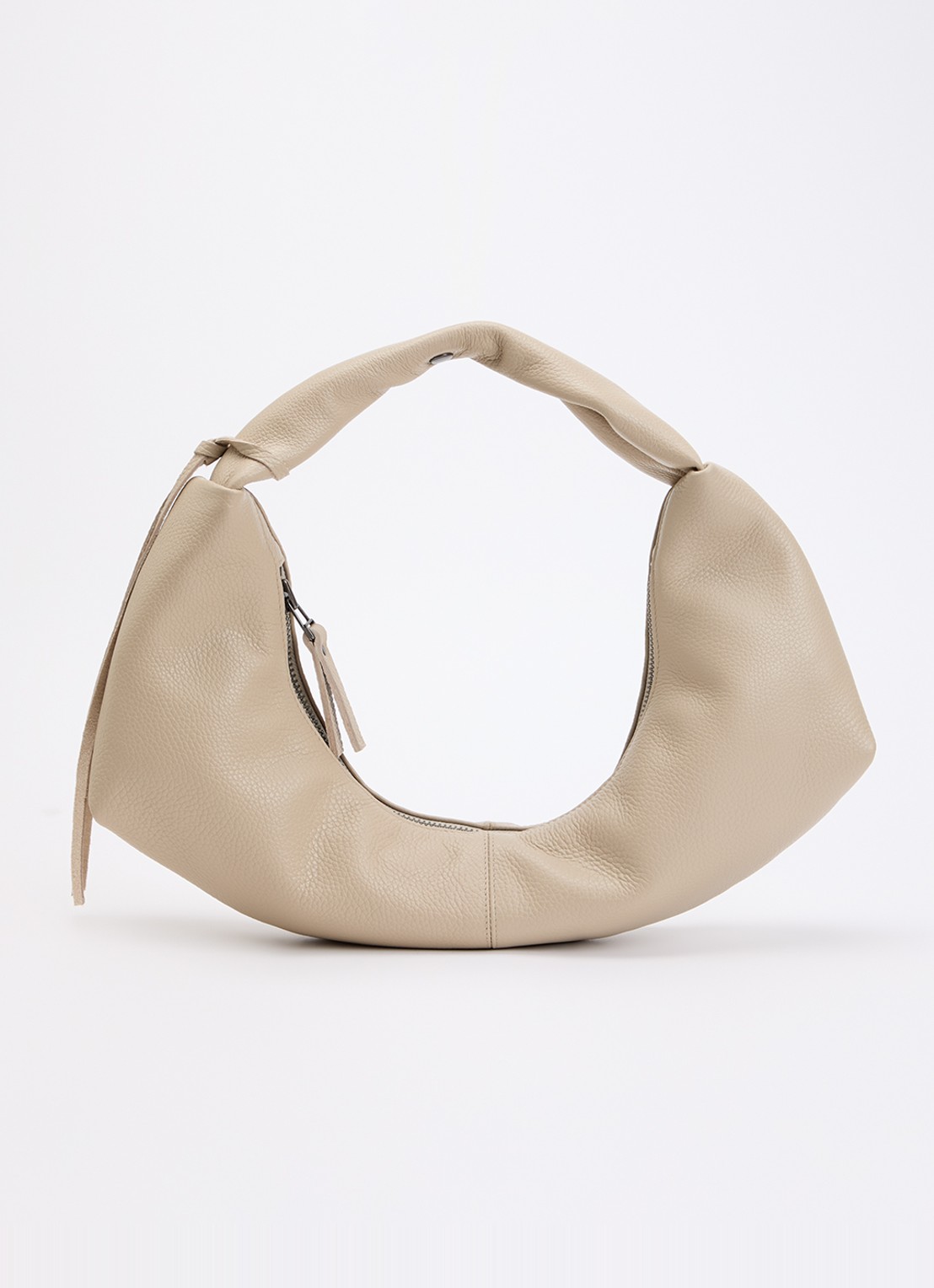 Nona Slouchy schoudertas van leer - voorkant 5 beige
