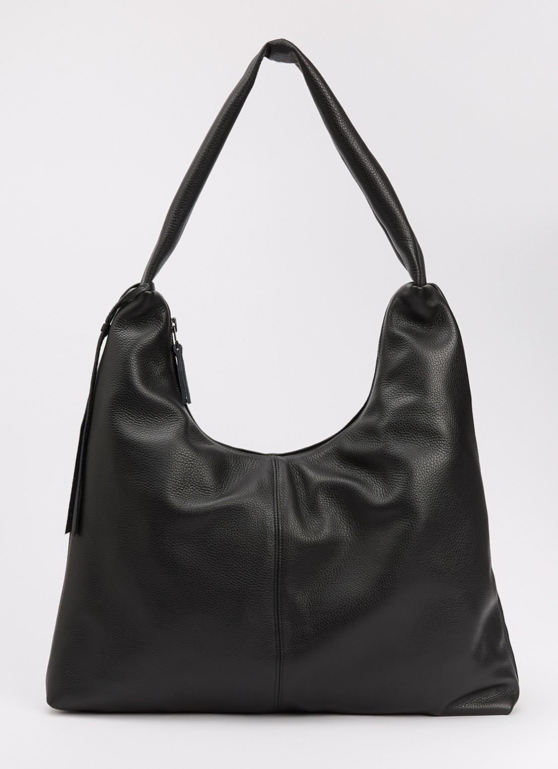 Nona XL crossbodytas van leer met structuur - voorkant 5 zwart