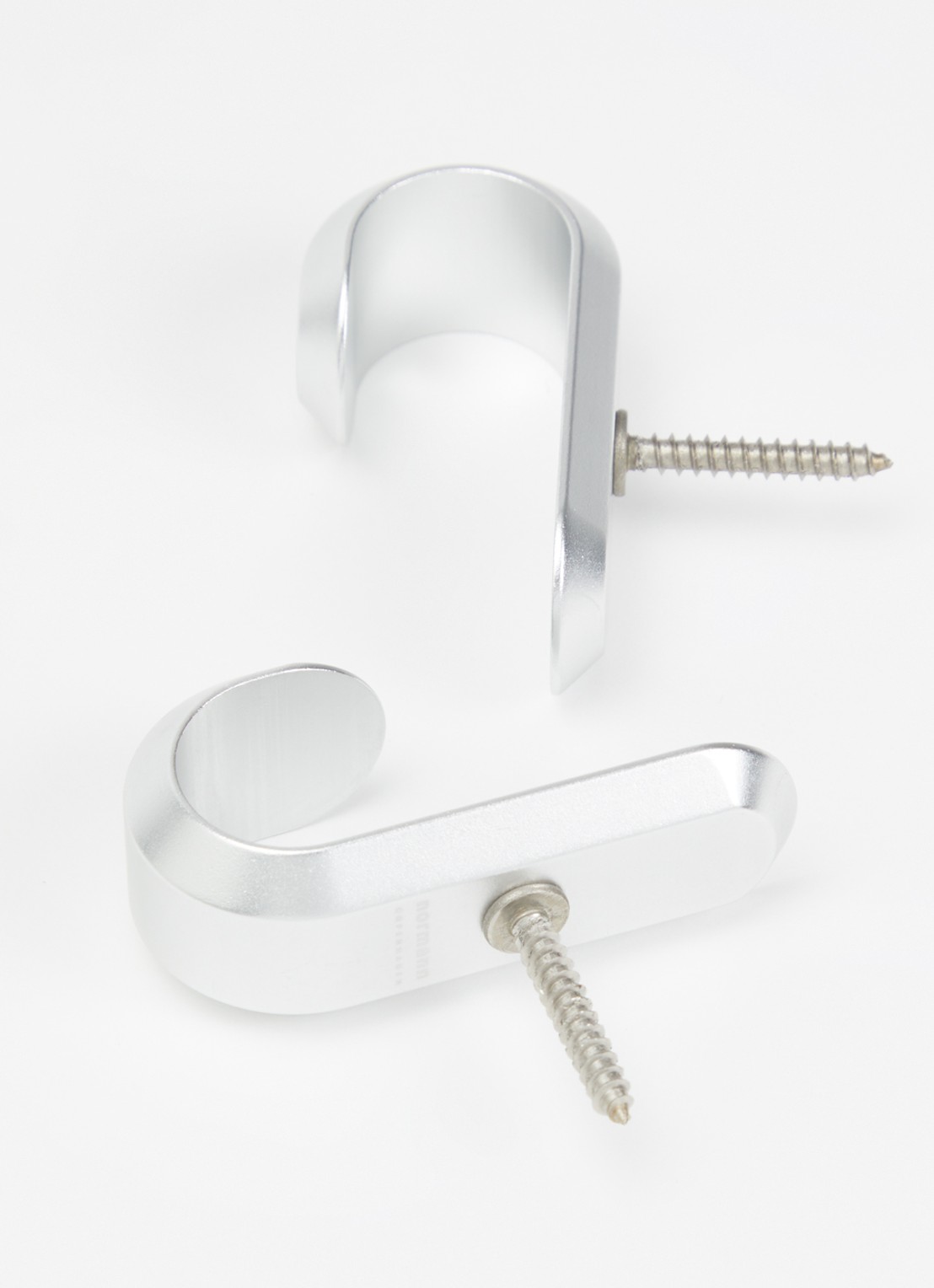 Normann Copenhagen Curve Mini wandhaak set van 2 - voorkant 2 zilver