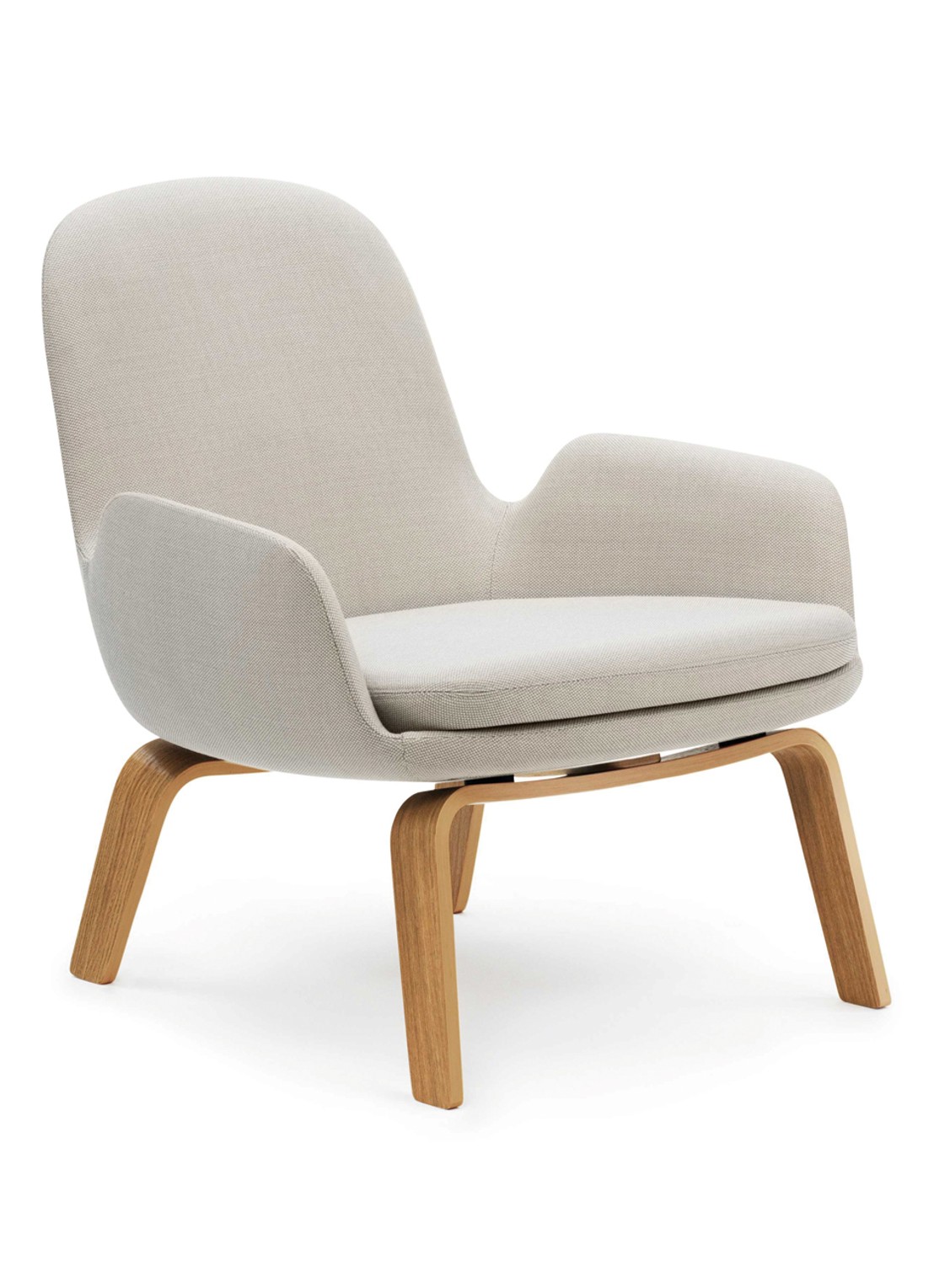 Normann Copenhagen Era Lounge Chair Low loungestoel met eiken onderstel - voorkant wit