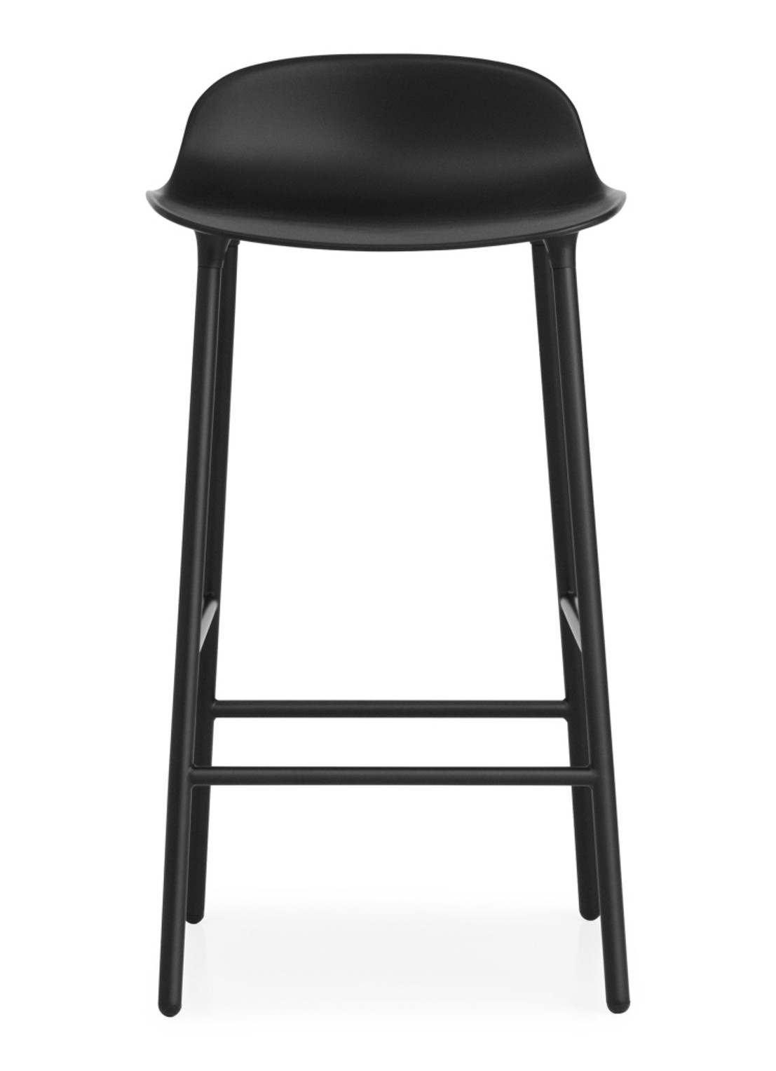 Normann Copenhagen Form Barstool barkruk 75 cm met stalen onderstel  - voorkant zwart