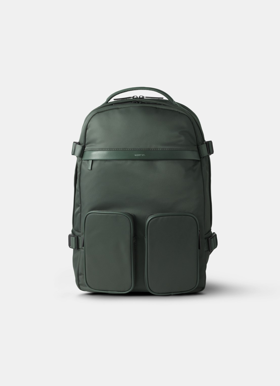 Nortvi Explorer rugzak met 17 inch laptopvak - voorkant 3 rainforest green / donkergroen