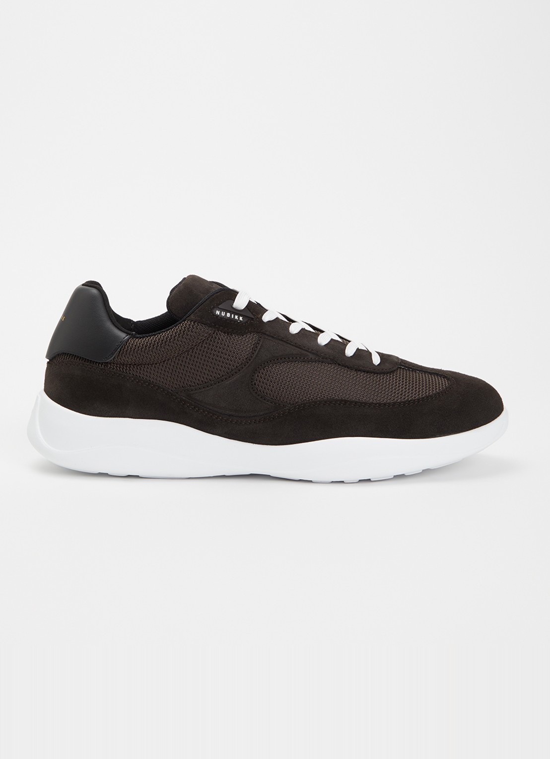 Nubikk Denzel Dane sneaker van mesh met suède details - voorkant 4 donkerbruin