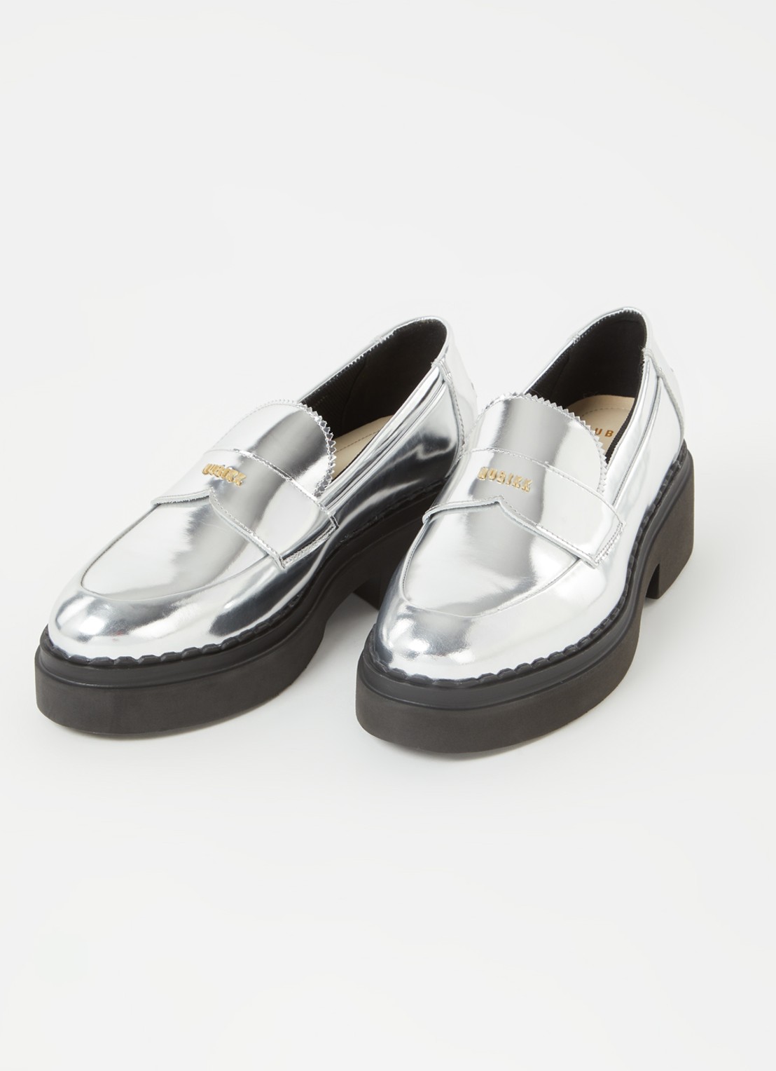 Nubikk Frankie loafers van leer met metallic finish - detail zilver