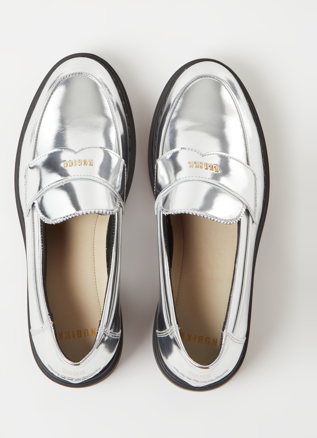 Nubikk Frankie loafers van leer met metallic finish - detail 3 zilver