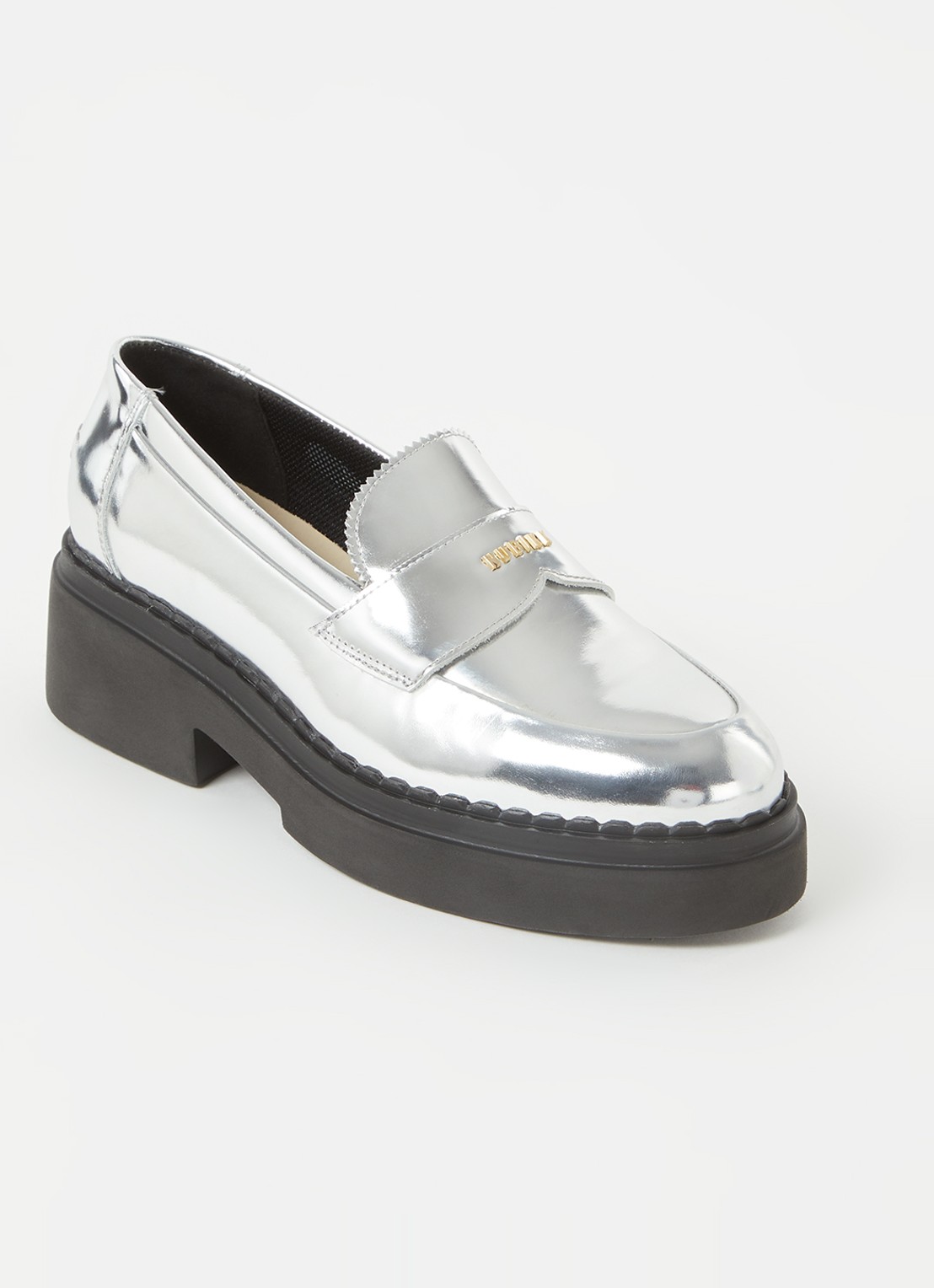 Nubikk Frankie loafers van leer met metallic finish - voorkant 5 zilver