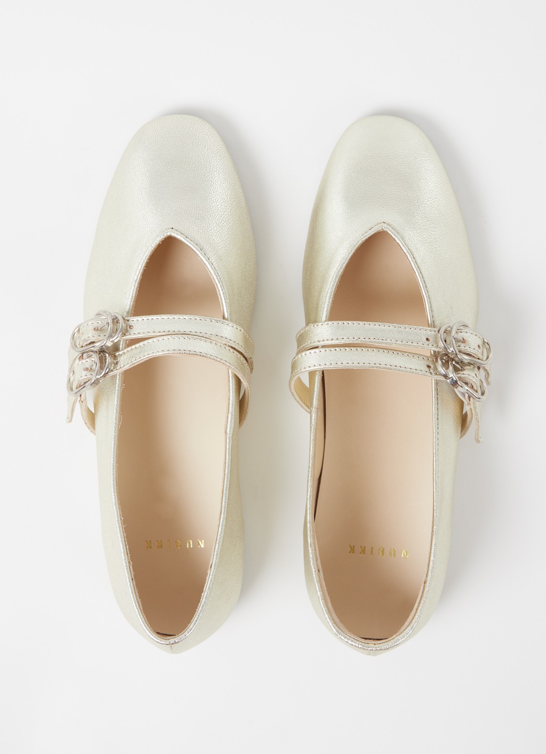 Nubikk Gisele Grace ballerina van leer met metallic finish - detail 5 goud