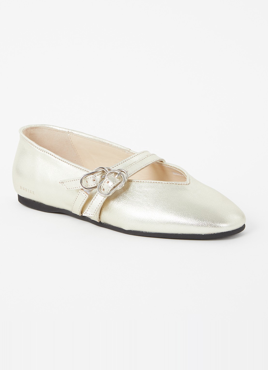 Nubikk Gisele Grace ballerina van leer met metallic finish - voorkant 2 goud