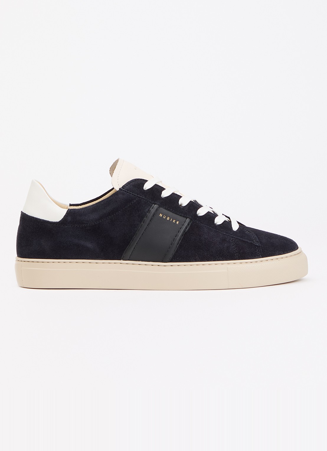 Nubikk Jase Morris sneaker van suède met leren details - voorkant donkerblauw