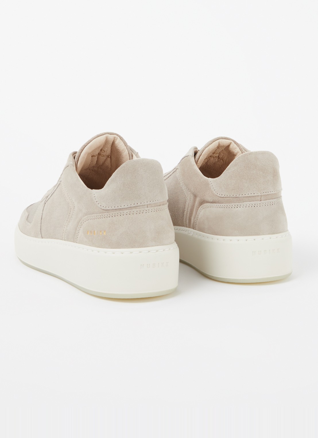 Nubikk Jiro Luca sneaker van suède - achterkant 3 donkerbeige