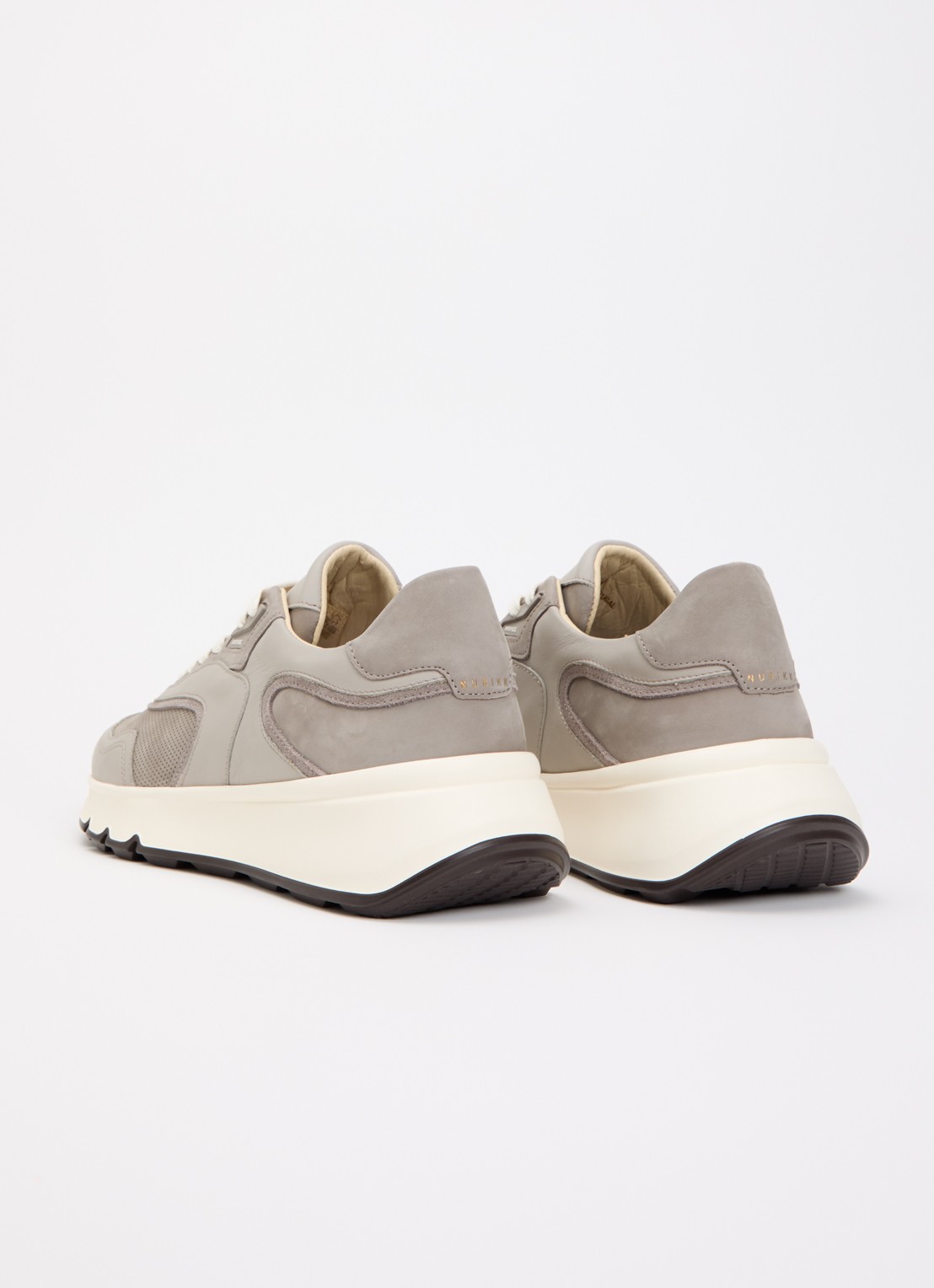 Nubikk Luca Noa sneaker met leren details  - achterkant grijs