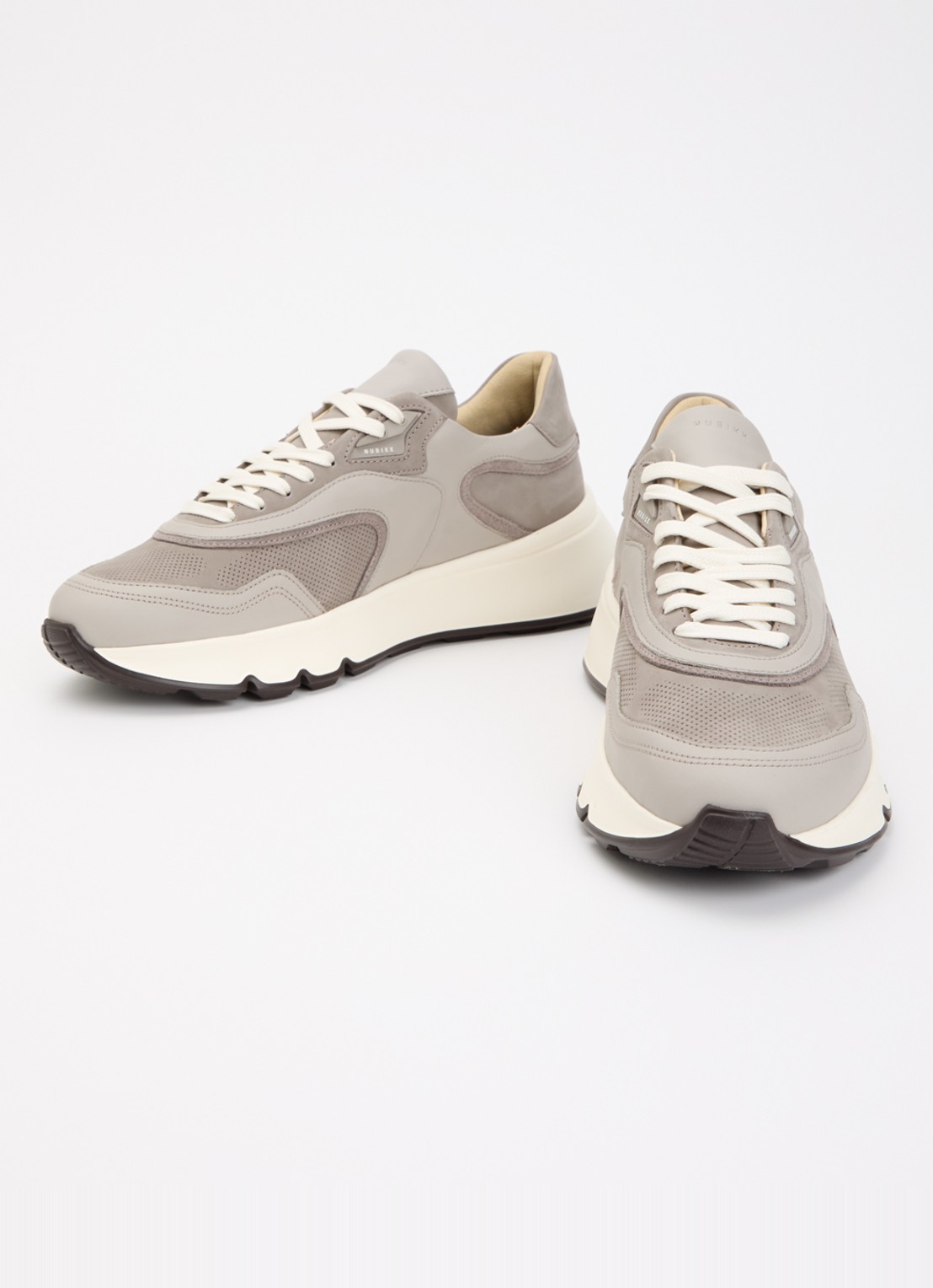 Nubikk Luca Noa sneaker met leren details  - detail 3 grijs