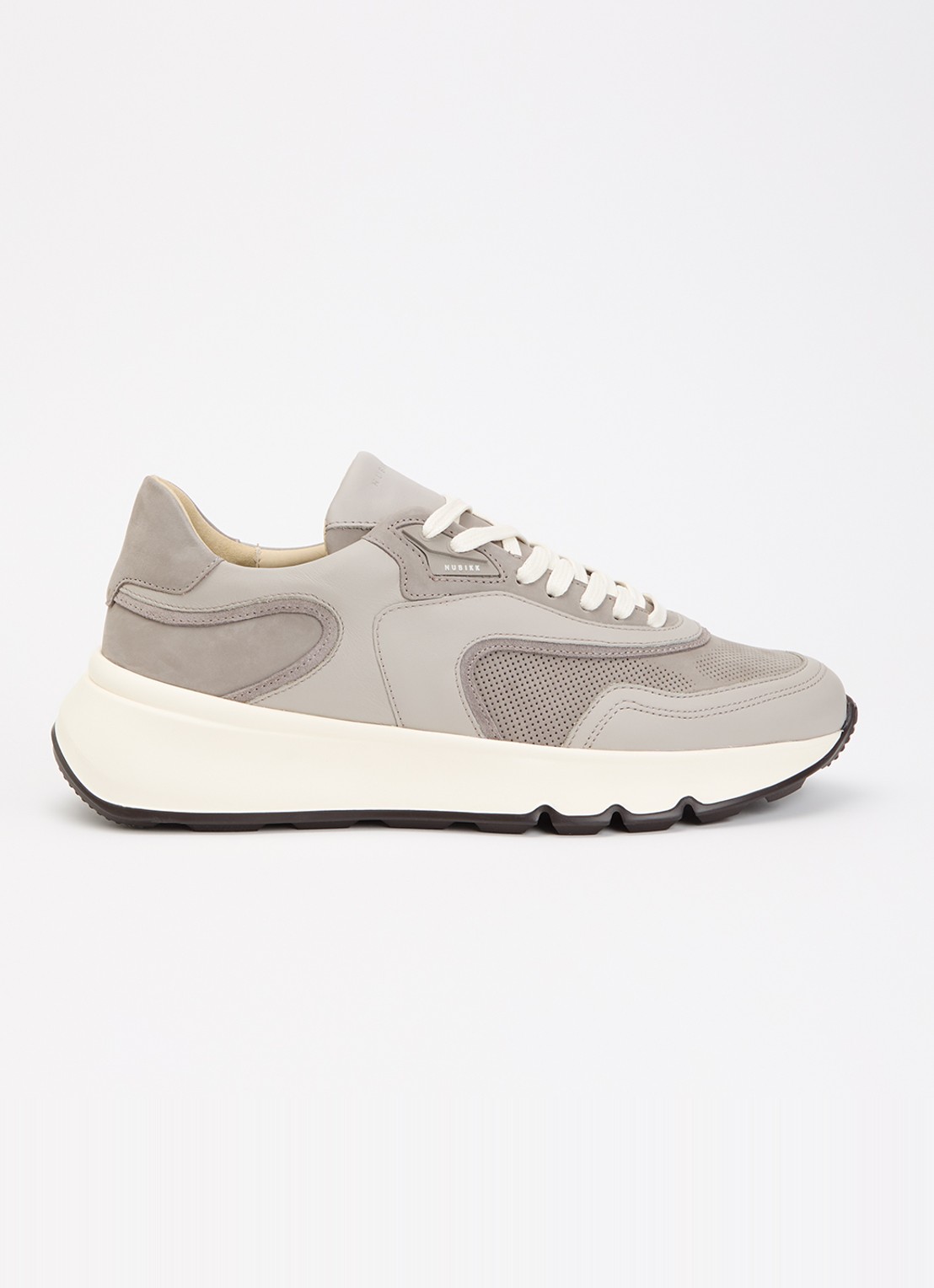Nubikk Luca Noa sneaker met leren details  - voorkant 2 grijs