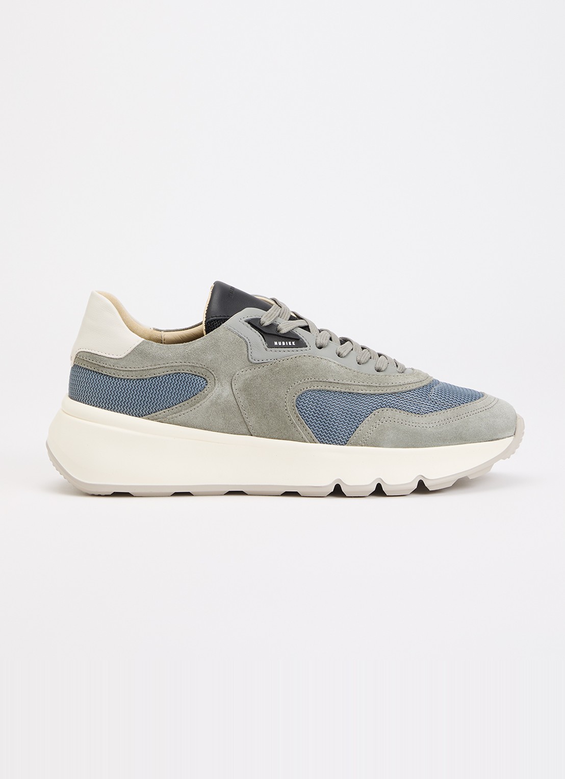 Nubikk Luca Noa sneaker met leren en suède details - voorkant 5 grijs