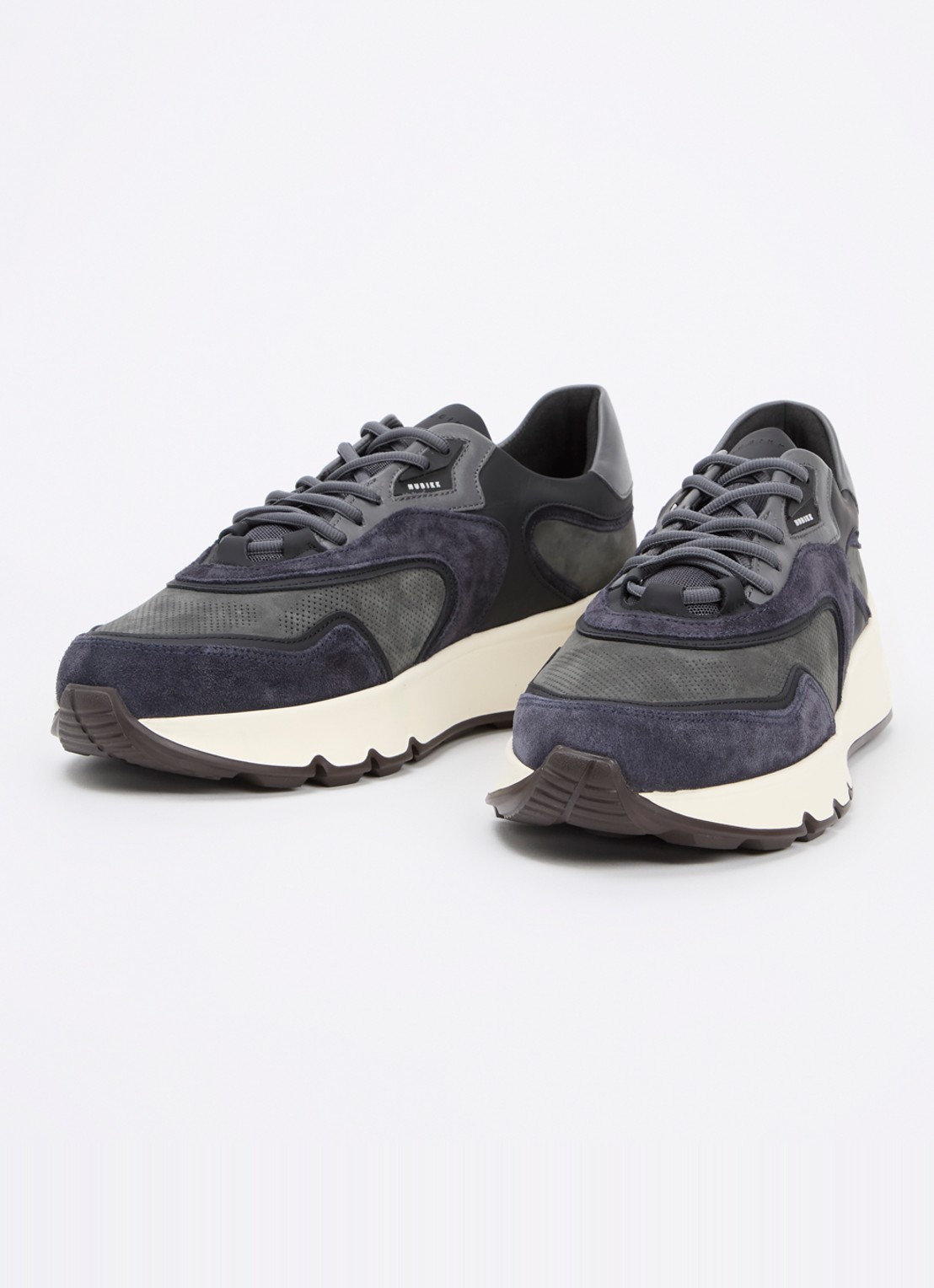 Nubikk Luca Noa sneaker van suède met mesh details - detail 3 antraciet