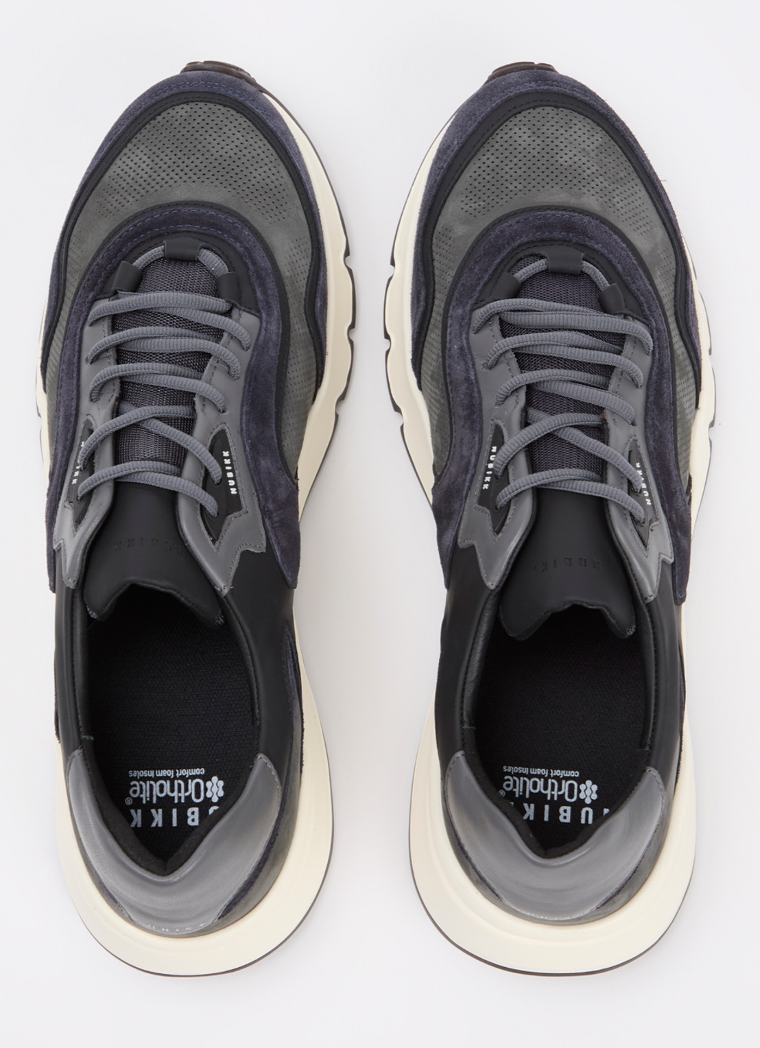 Nubikk Luca Noa sneaker van suède met mesh details - detail 4 antraciet