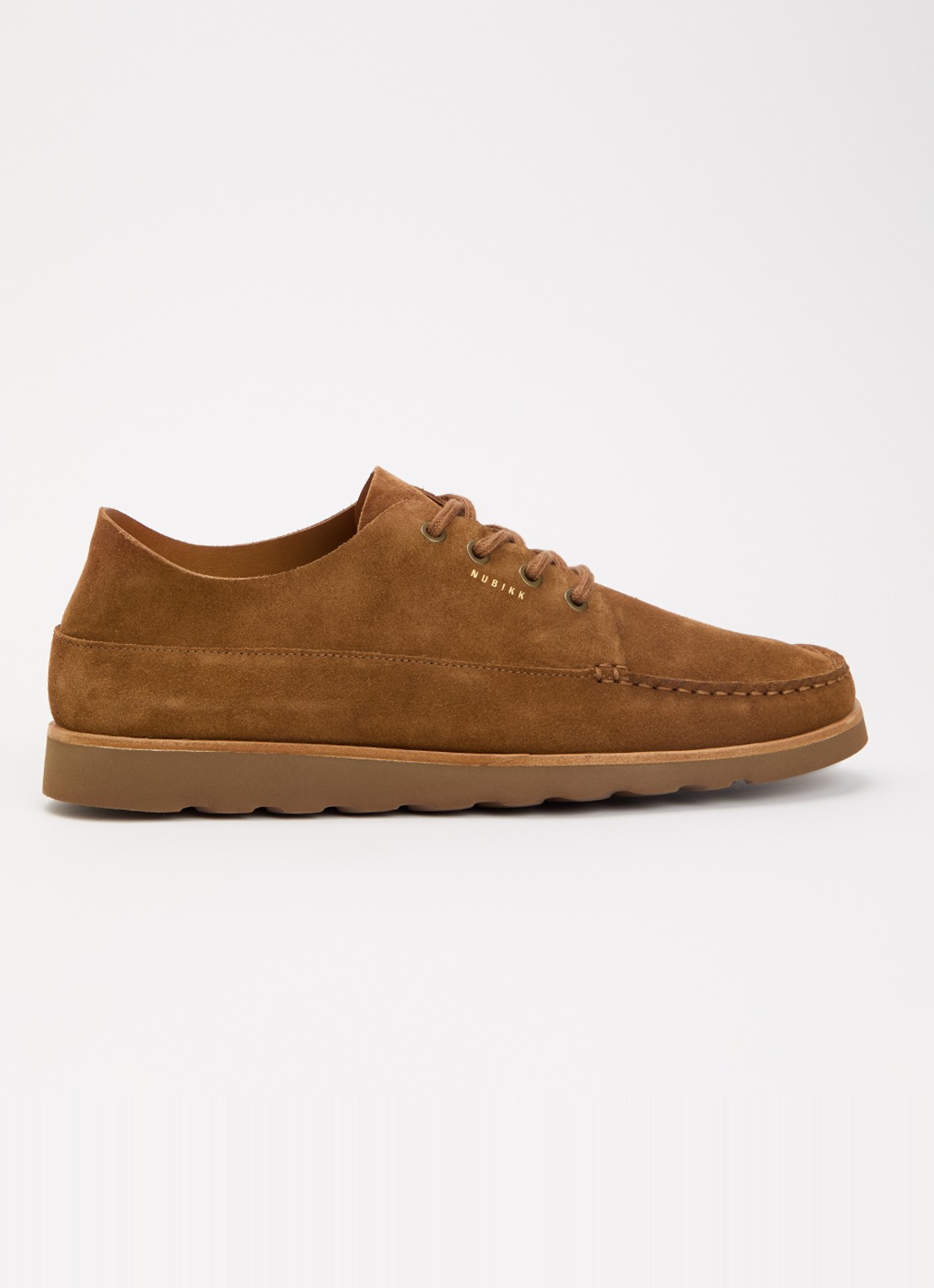 Nubikk Milo Macaw II casual veterschoen van suède - voorkant 2 cognac