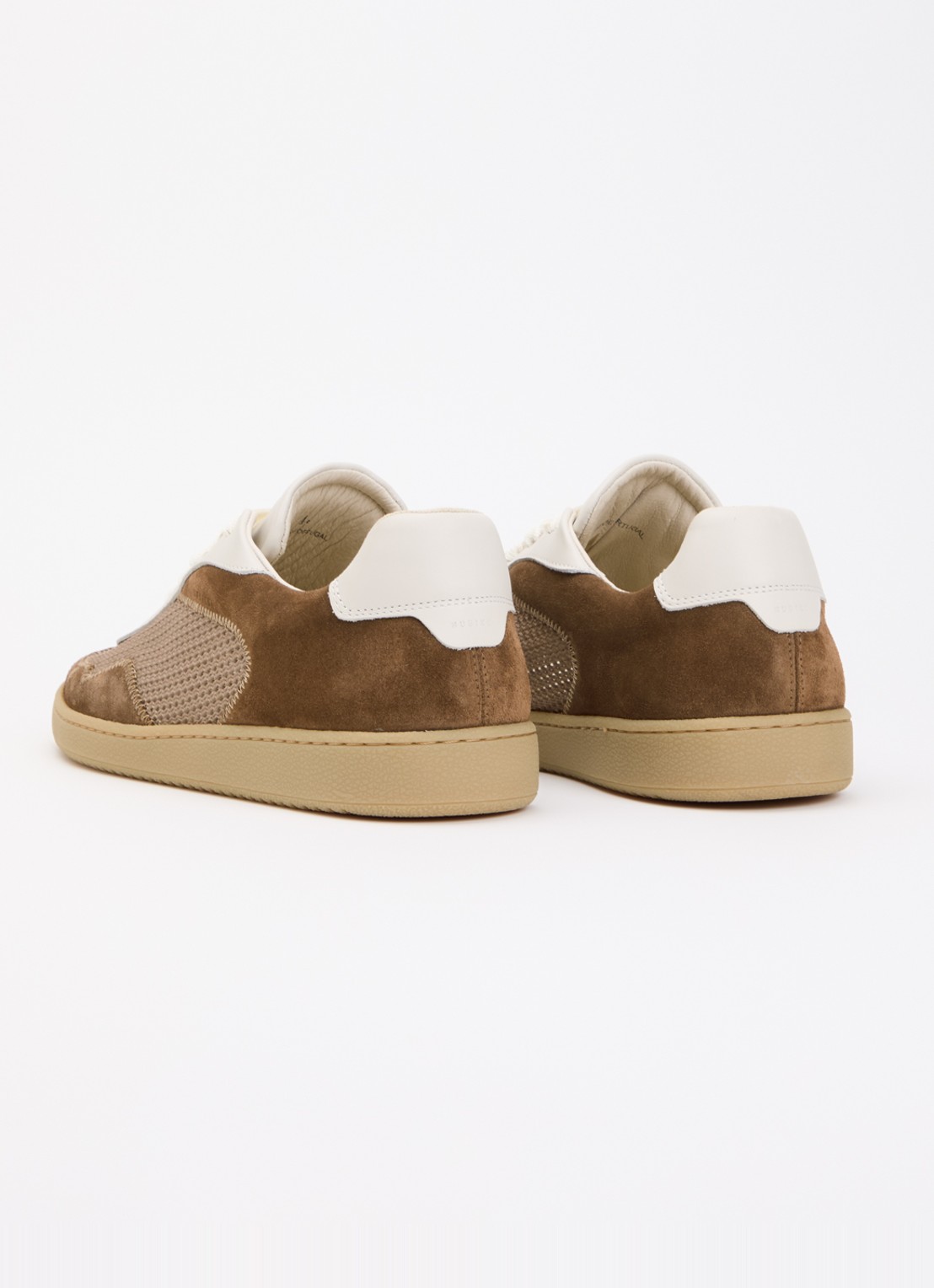 Nubikk Ray Joss sneaker van suéde met details van mesh en leer  - achterkant bruin