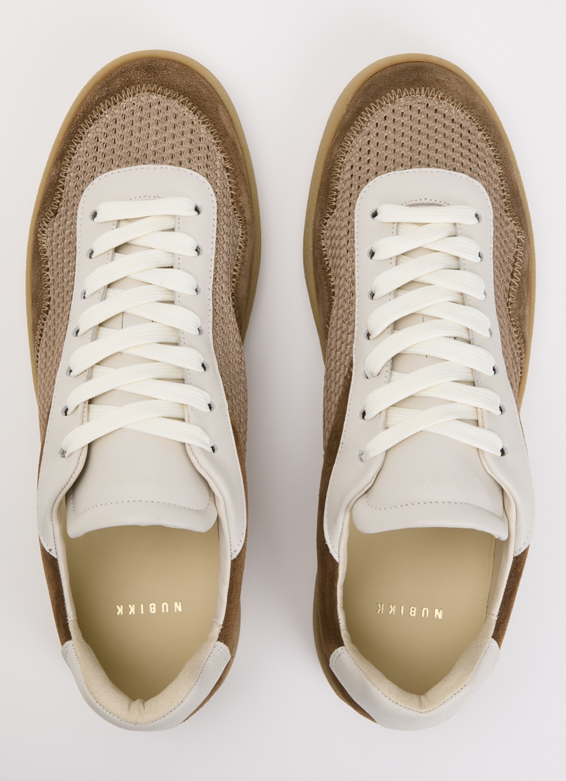 Nubikk Ray Joss sneaker van suéde met details van mesh en leer  - detail 4 bruin