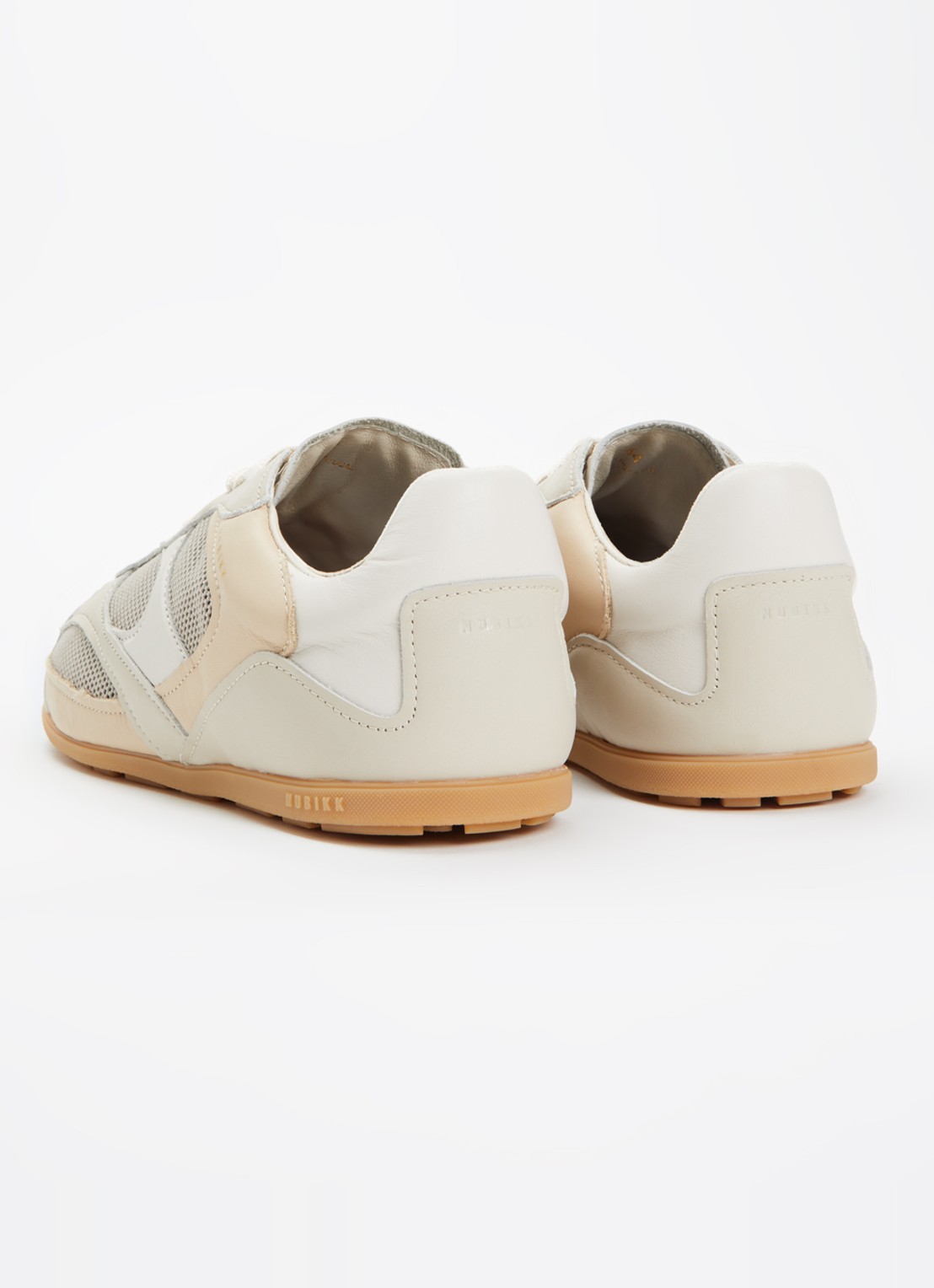 Nubikk Riley Morgan sneaker van leer met mesh details - achterkant 4 donkerbeige