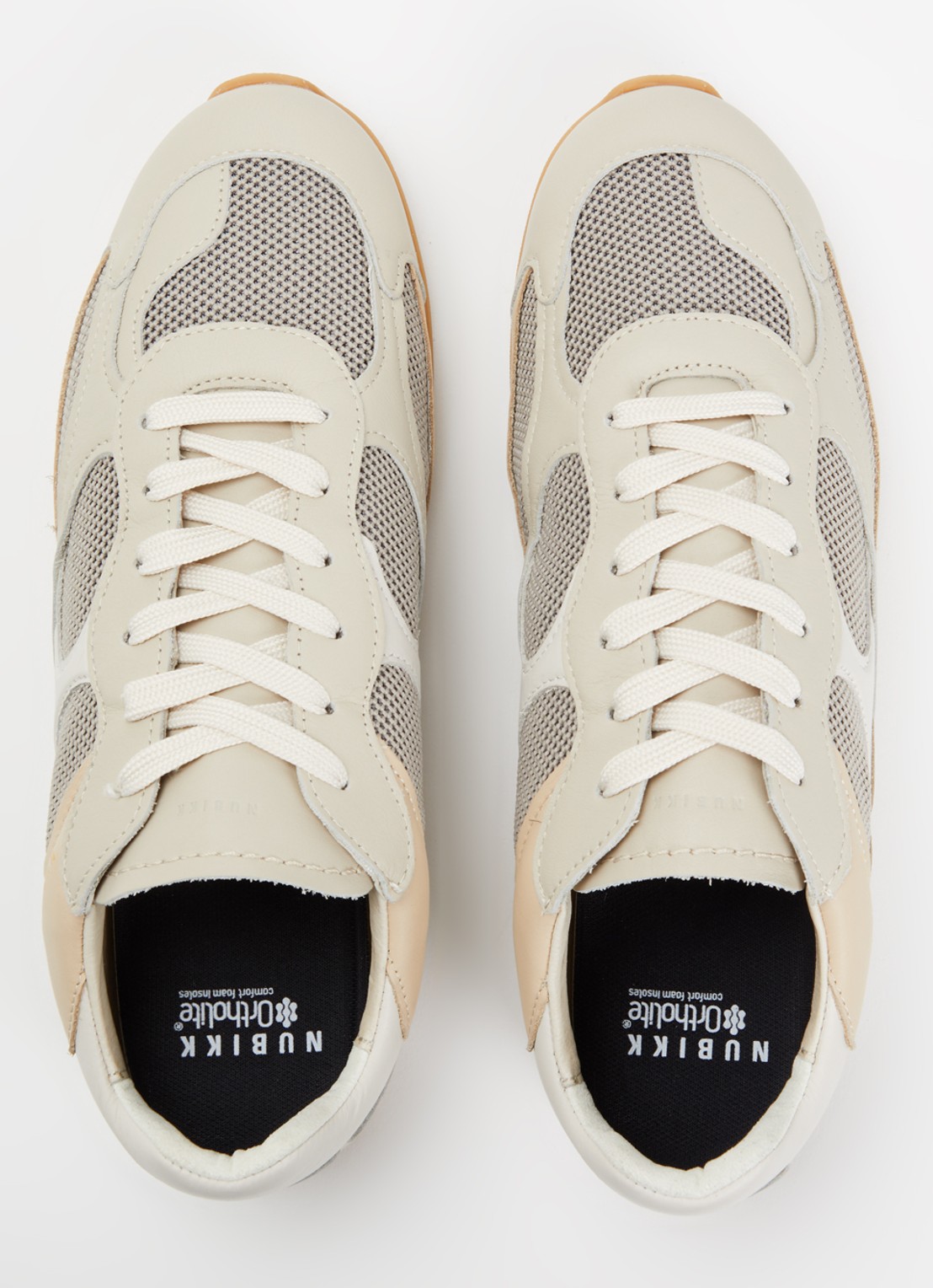 Nubikk Riley Morgan sneaker van leer met mesh details - detail 2 donkerbeige