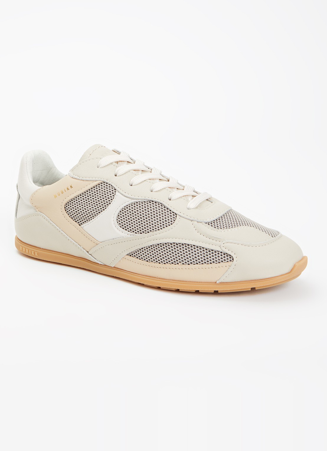 Nubikk Riley Morgan sneaker van leer met mesh details - voorkant 5 donkerbeige