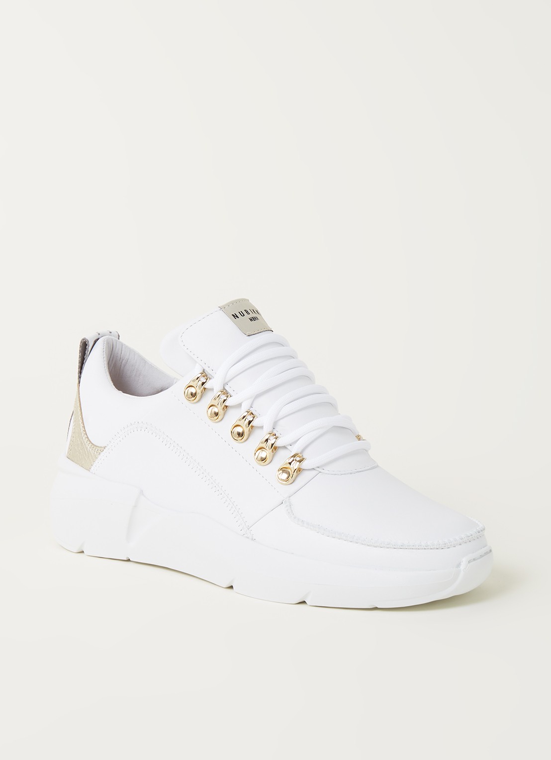 Nubikk Roque Royal L sneaker van leer met suède details - voorkant 4 wit
