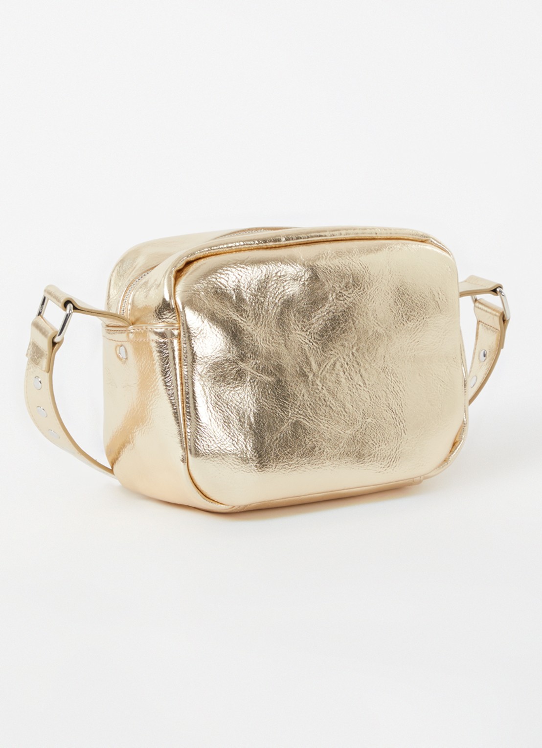 Núnoo Ellie schoudertas met afneembare schouderriem en metallic finish - achterkant goud