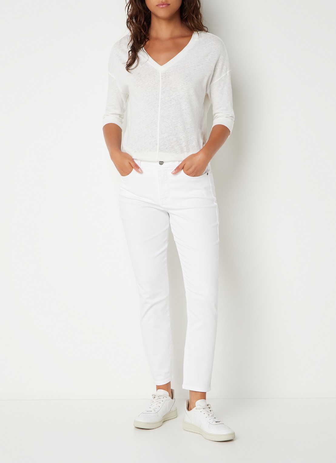 NYDJ Alina high waist cropped skinny jeans in lyocellblend - voorkant 5 wit