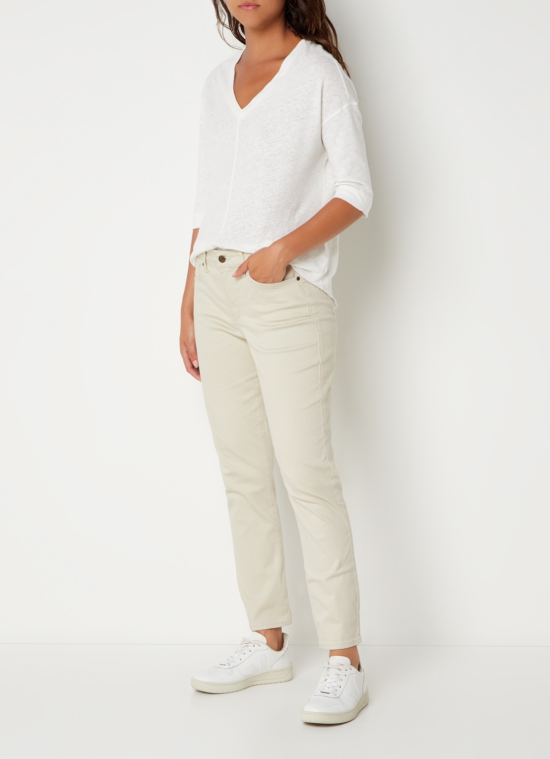 NYDJ Alina high waist cropped skinny jeans in lyocellblend  - voorkant 2 beige