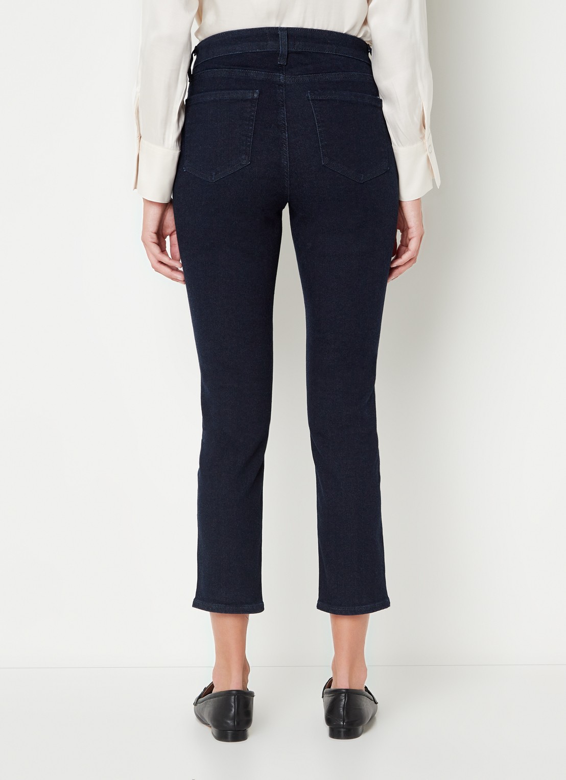NYDJ Alina mid waist skinny cropped jeans met donkere wassing  - achterkant indigo
